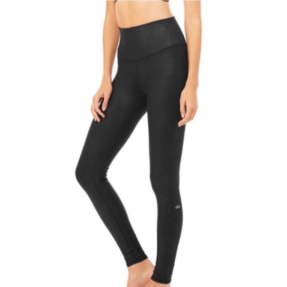 ALO Black Faux Leather high waisted